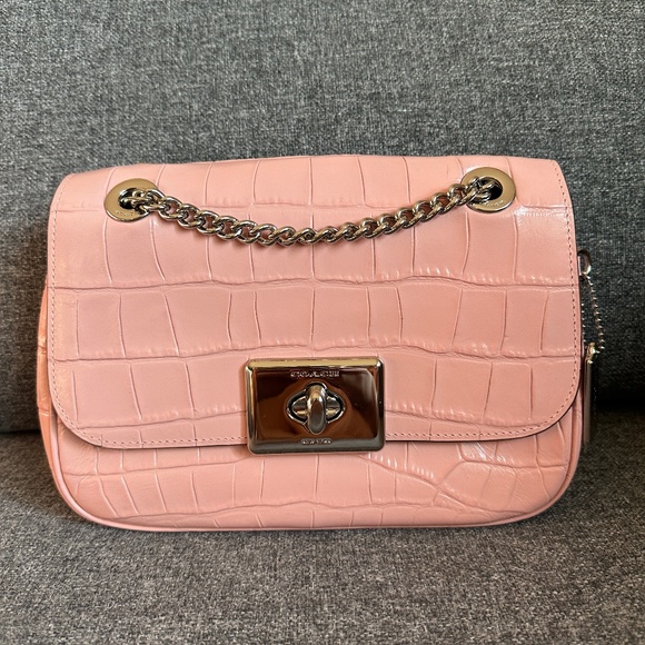 NWT! Coach F38081 Pink Embossed Cassidy Crocodile Crossbody Shoulder bag - Picture 1 of 8